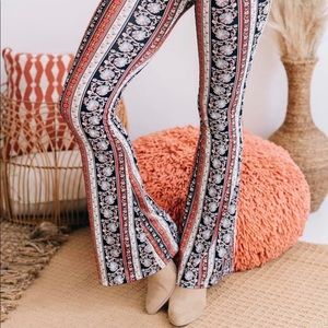 Coral Printed Bell Bottoms